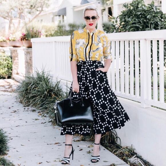 Anthropologie Eva Franco Palazzo Pants Black White Polka Dot Work Boho Size 4 - Picture 1 of 16